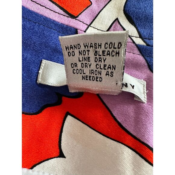 Vintage WDNY Red, Blue and Purple Abstract Floral Patterned Open Front Coat sz 8 - Picture 7 of 7